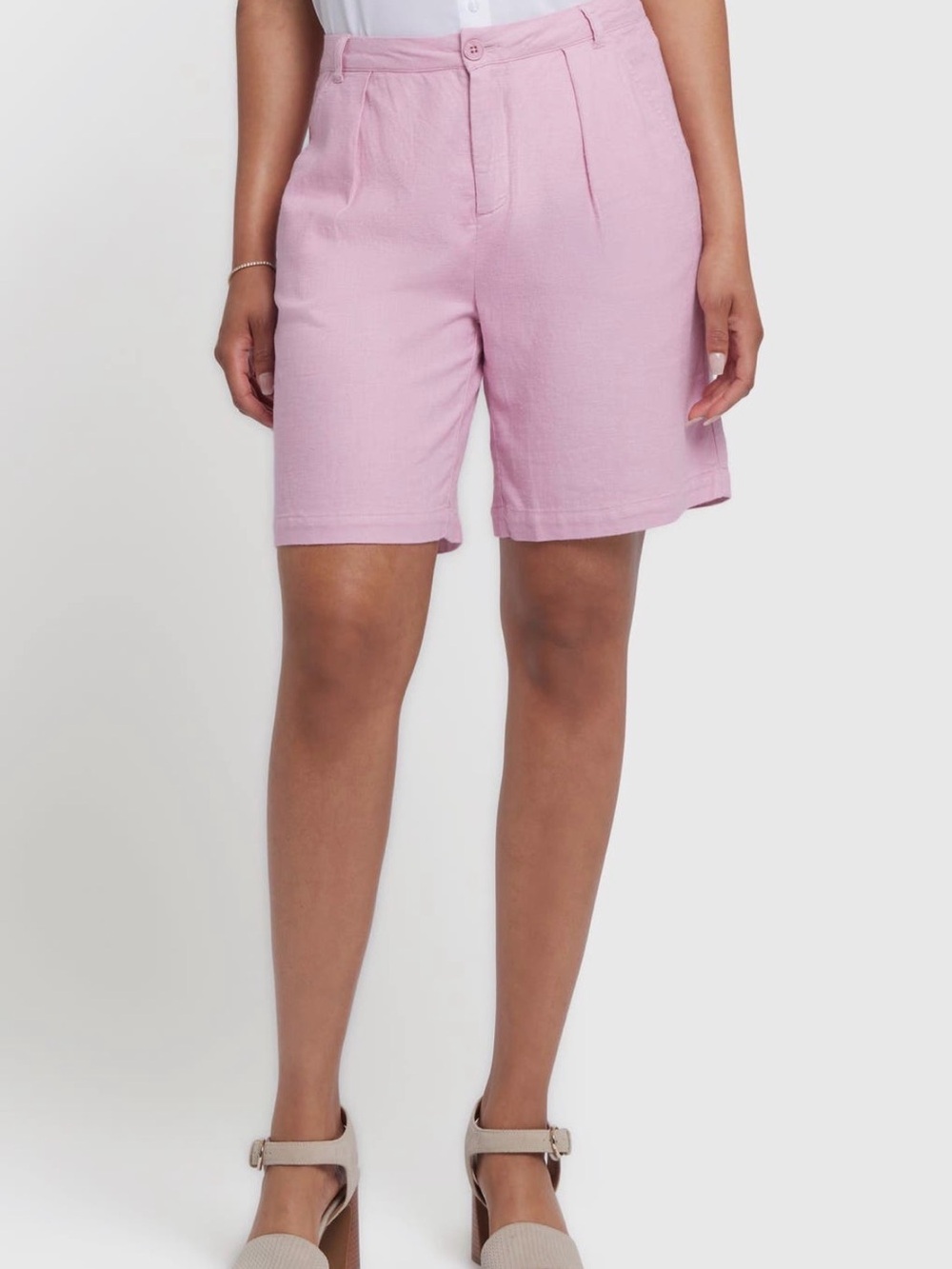 NYDJ Pink Pleated Bermuda Shorts